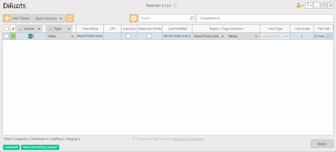TableGen Global Settings